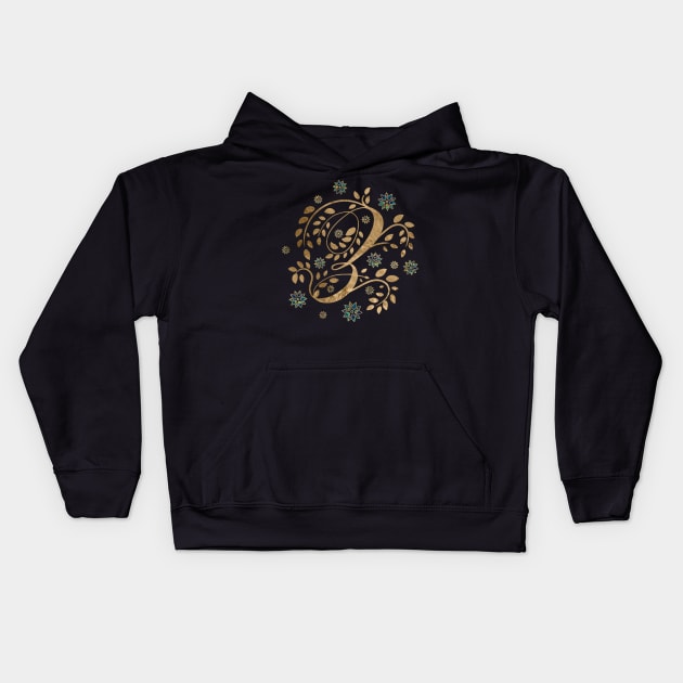 Luxury Golden Calligraphy Monogram with letter Z Kids Hoodie by Nartissima